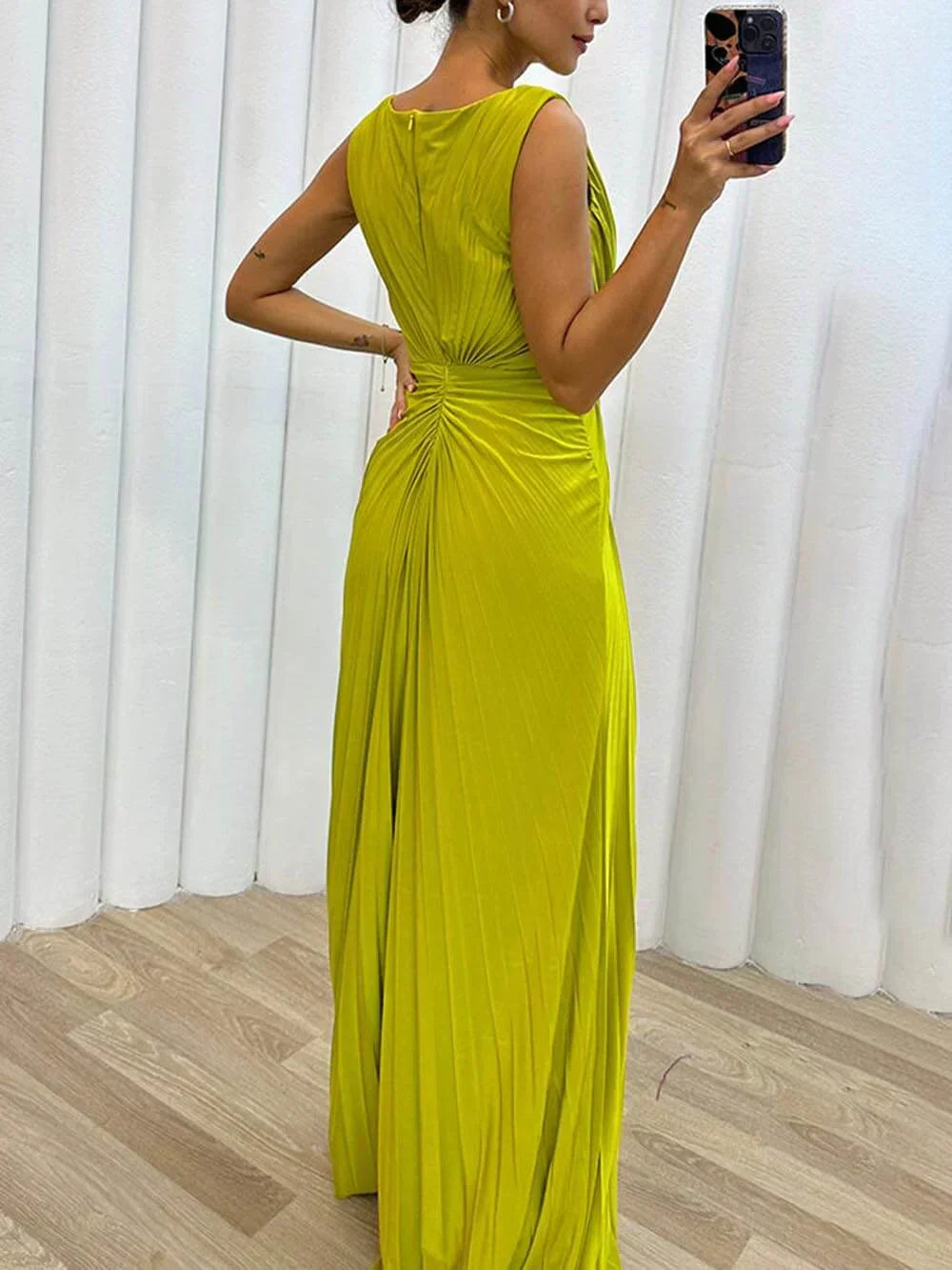 Davina - Long Pleated Evening Dress