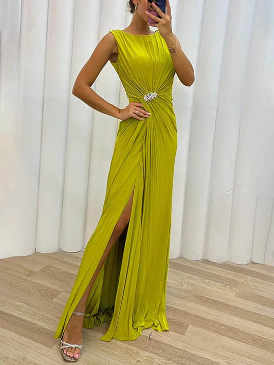 Davina - Long Pleated Evening Dress