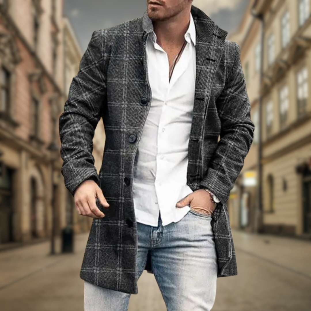 Mack | Stylish Wool Coat with Herringbone Pattern