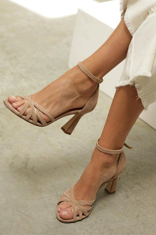 Elviera™ | Patchwork sandals with round toe and thin heel