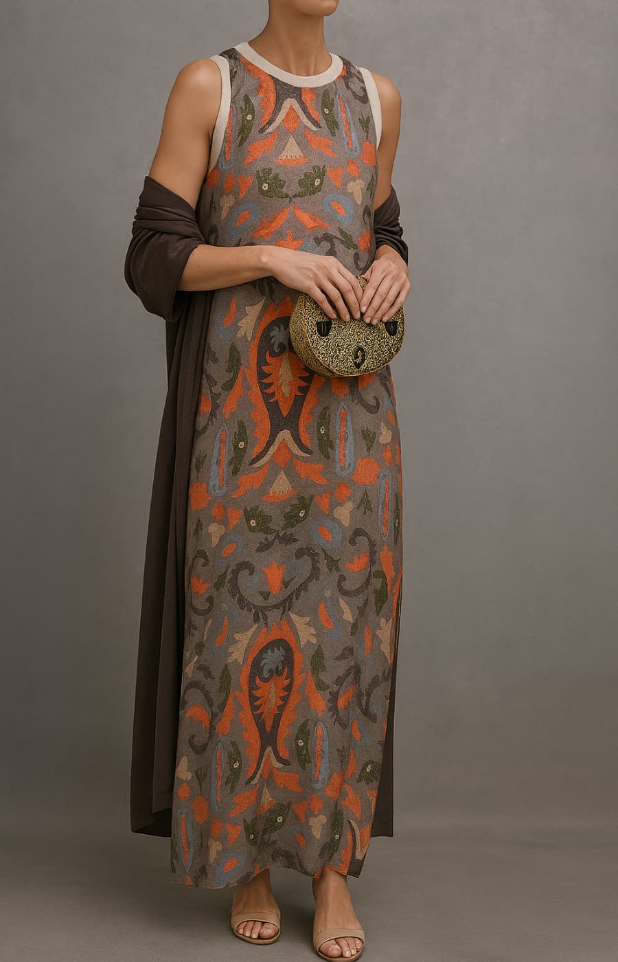 RAFFAELLA | Elegant Long Dress with Matching Shawl and Refined Silhouette for Special Events