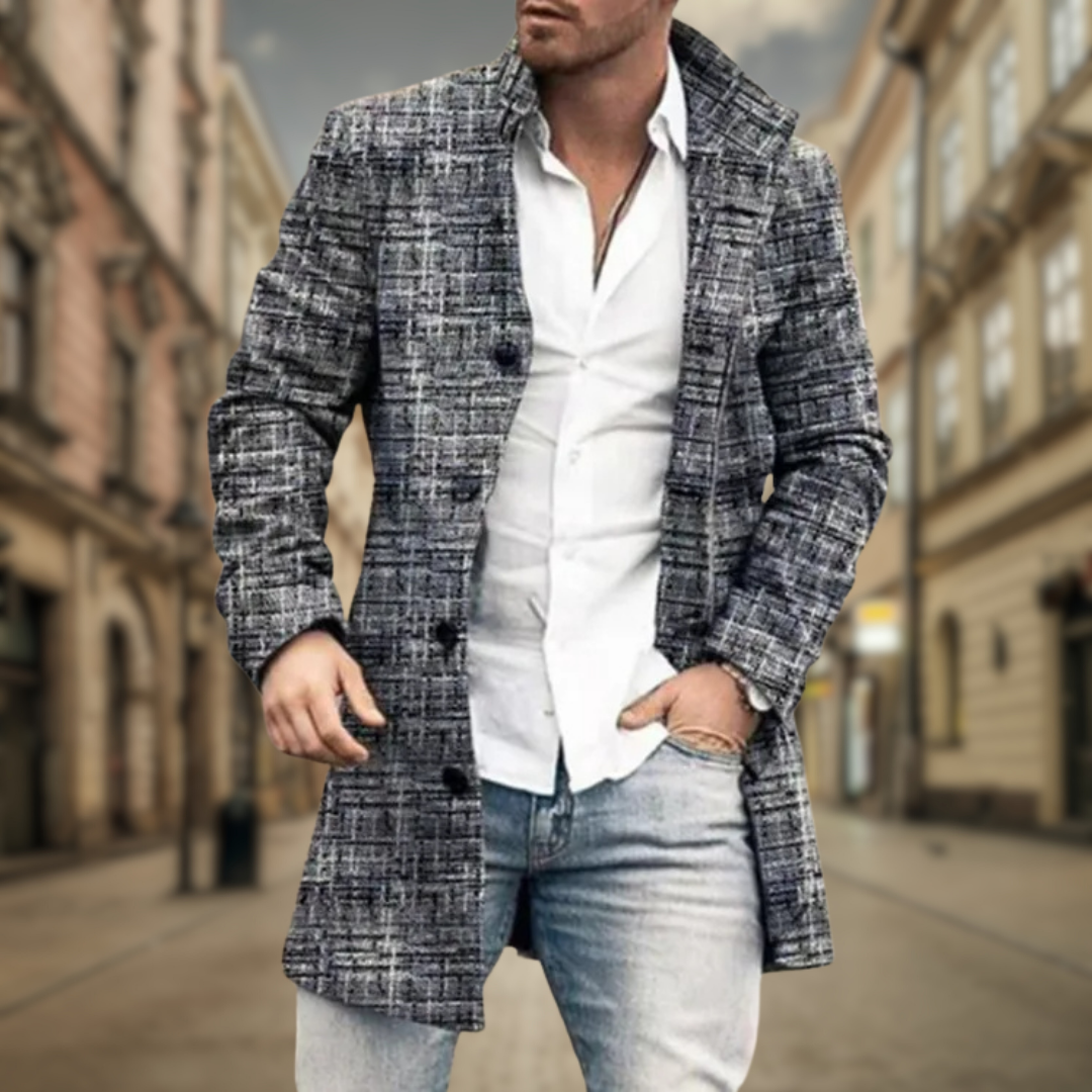 Mack | Stylish Wool Coat with Herringbone Pattern