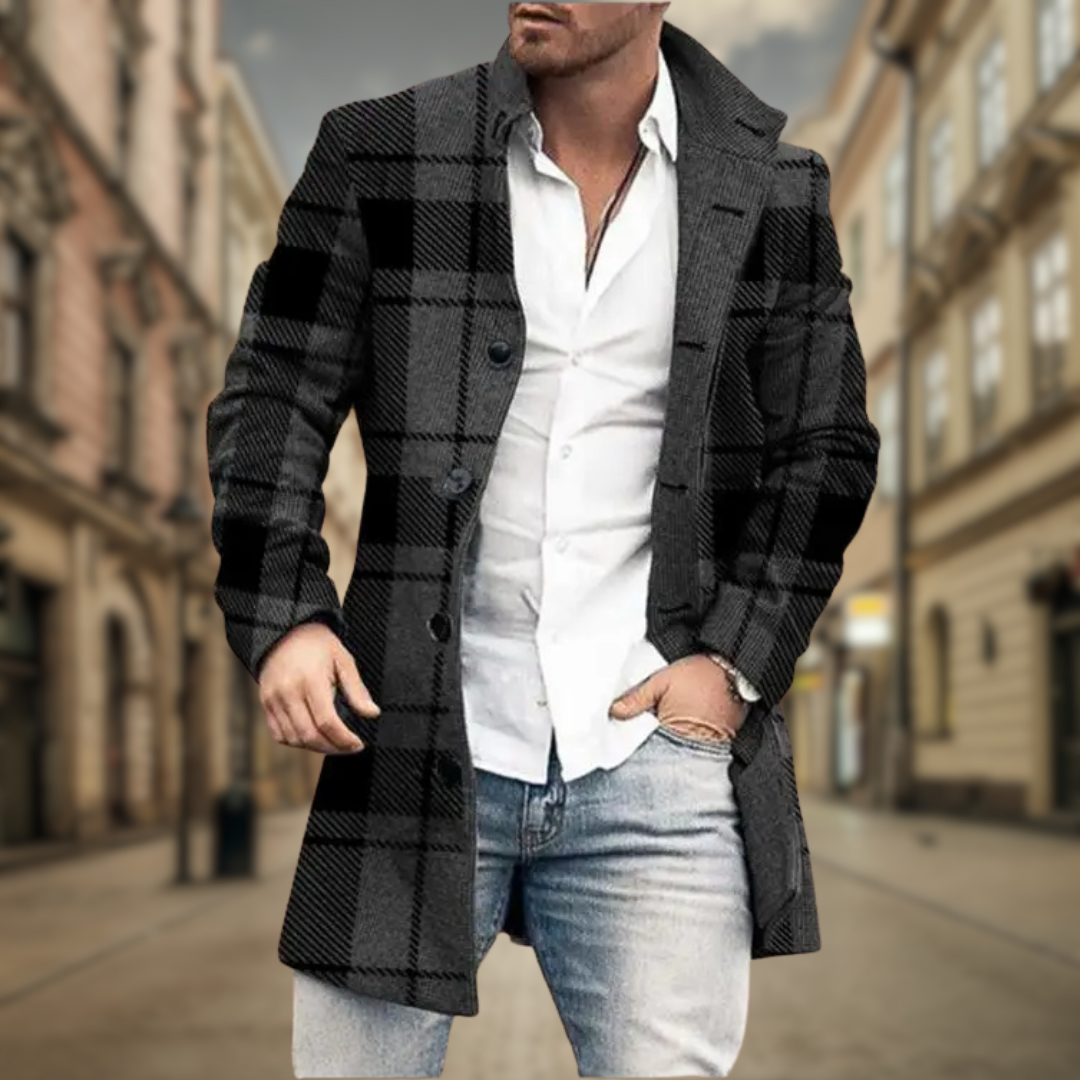 Mack | Stylish Wool Coat with Herringbone Pattern