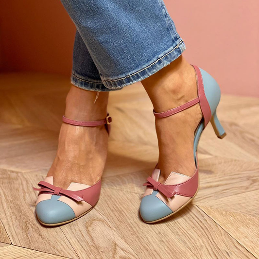 Bellarosa | Colorful sandals with bow and strap, round toe