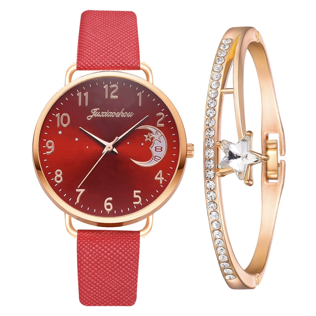 Celestial Moon Phase Watch and Bracelet Set