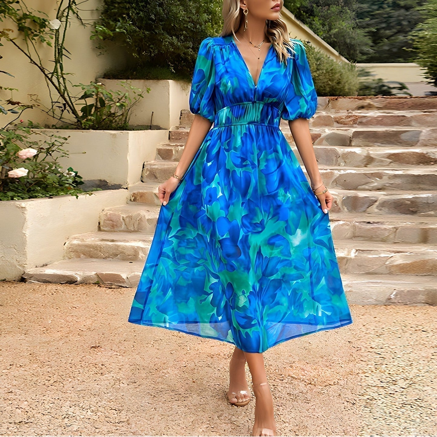 Isolde - Midi Dress with V-Neck