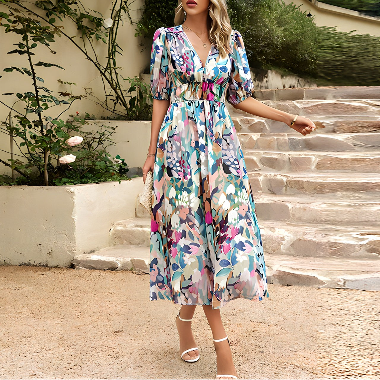 Isolde - Midi Dress with V-Neck