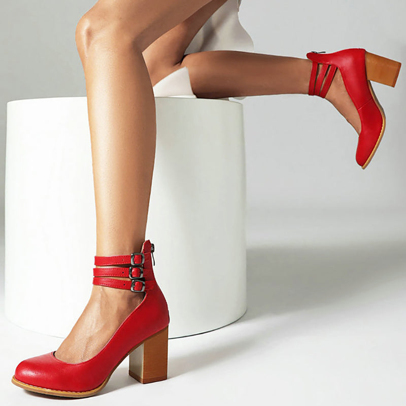 Narella™ | Elegant mid-heel square toe sandals
