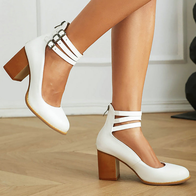 Narella™ | Elegant mid-heel square toe sandals