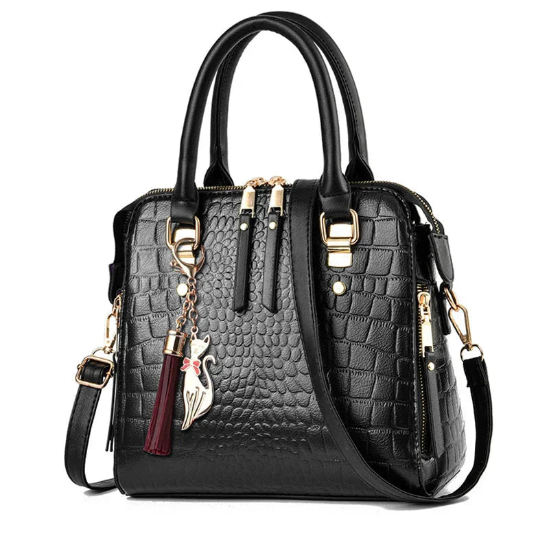 Crocodile-Embossed Leather Bag